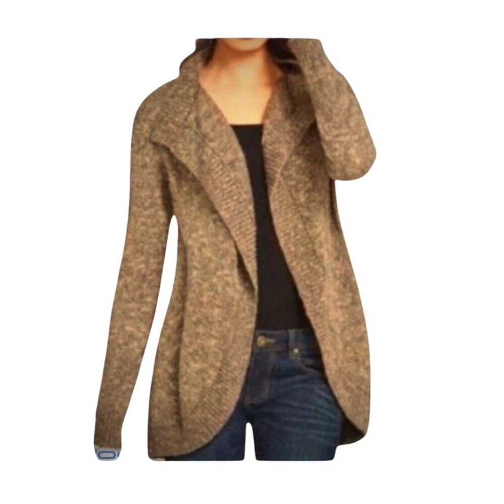 CAbi 880 Swear By Sweater 100% Cotton Chunky Marled Cardigan XS Neutral